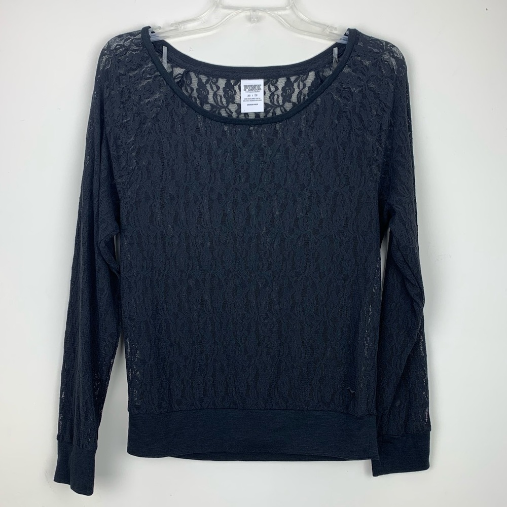 PINK Victoria’s Secret Black Lace Top Sz XS